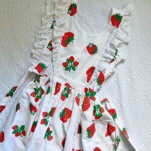 70s Vintage Strawberry Summer Pinafore Apron